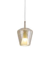 M8249  Elsa Assembly Pendant (WITHOUT PLATE) Inverted Bell Shade 1 Light Bronze Glass